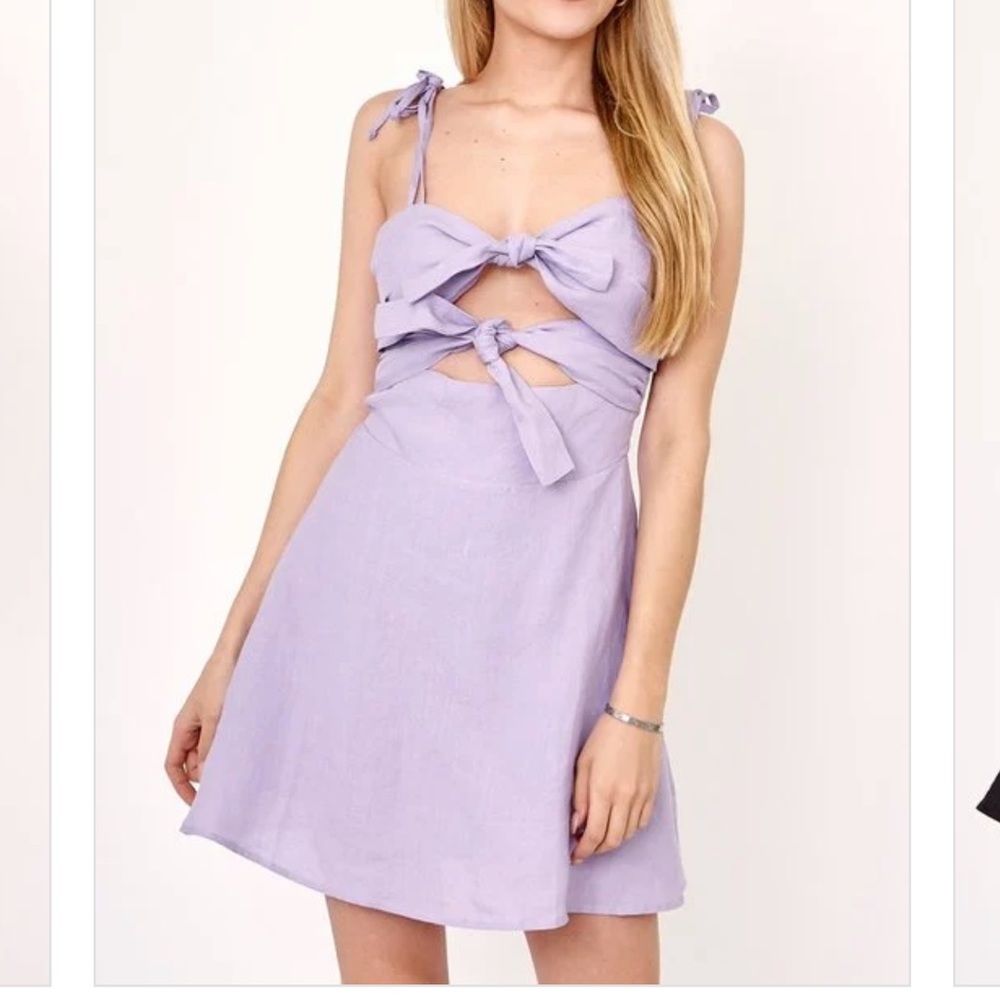 Olivaceous purple linen cut out dress